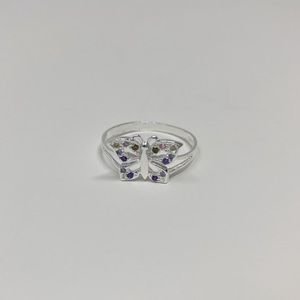 Small butterfly sterling silver ring 925 for women